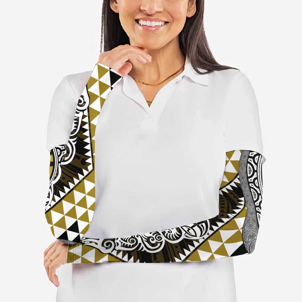 Yellow Aotearoa Niho Taniwha Arm Sleeves Maori Mythology Tooth - Taniko Motifs LT14 - Polynesian Pride