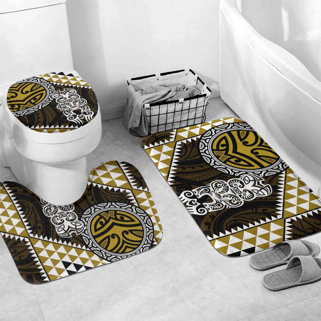 Yellow Aotearoa Niho Taniwha Bathroom Set Maori Mythology Tooth - Taniko Motifs - Polynesian Pride