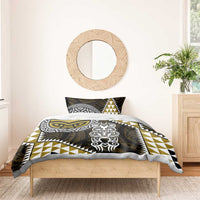 Yellow Aotearoa Niho Taniwha Bedding Set Maori Mythology Tooth - Taniko Motifs