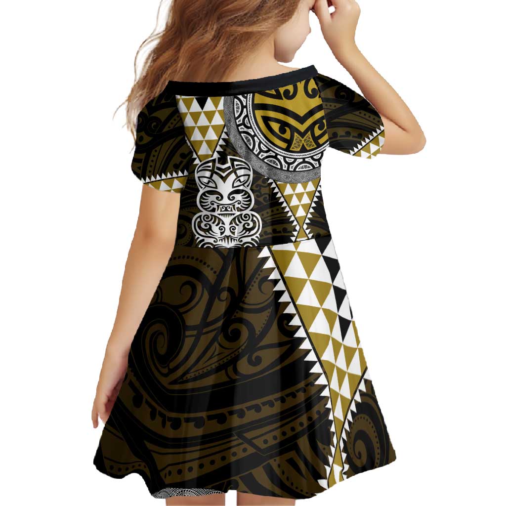 Yellow Aotearoa Niho Taniwha Family Matching Summer Maxi Dress and Hawaiian Shirt Maori Mythology Tooth - Taniko Motifs LT14 - Polynesian Pride