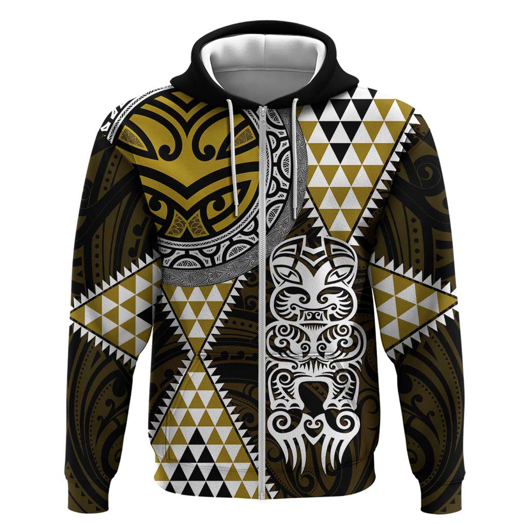 Yellow Aotearoa Niho Taniwha Hoodie Maori Mythology Tooth - Taniko Motifs