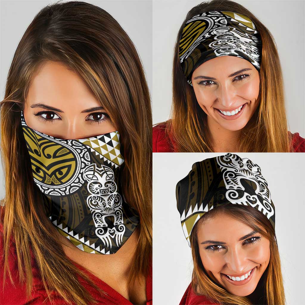Yellow Aotearoa Niho Taniwha Neck Gaiter Maori Mythology Tooth - Taniko Motifs LT14 - Polynesian Pride