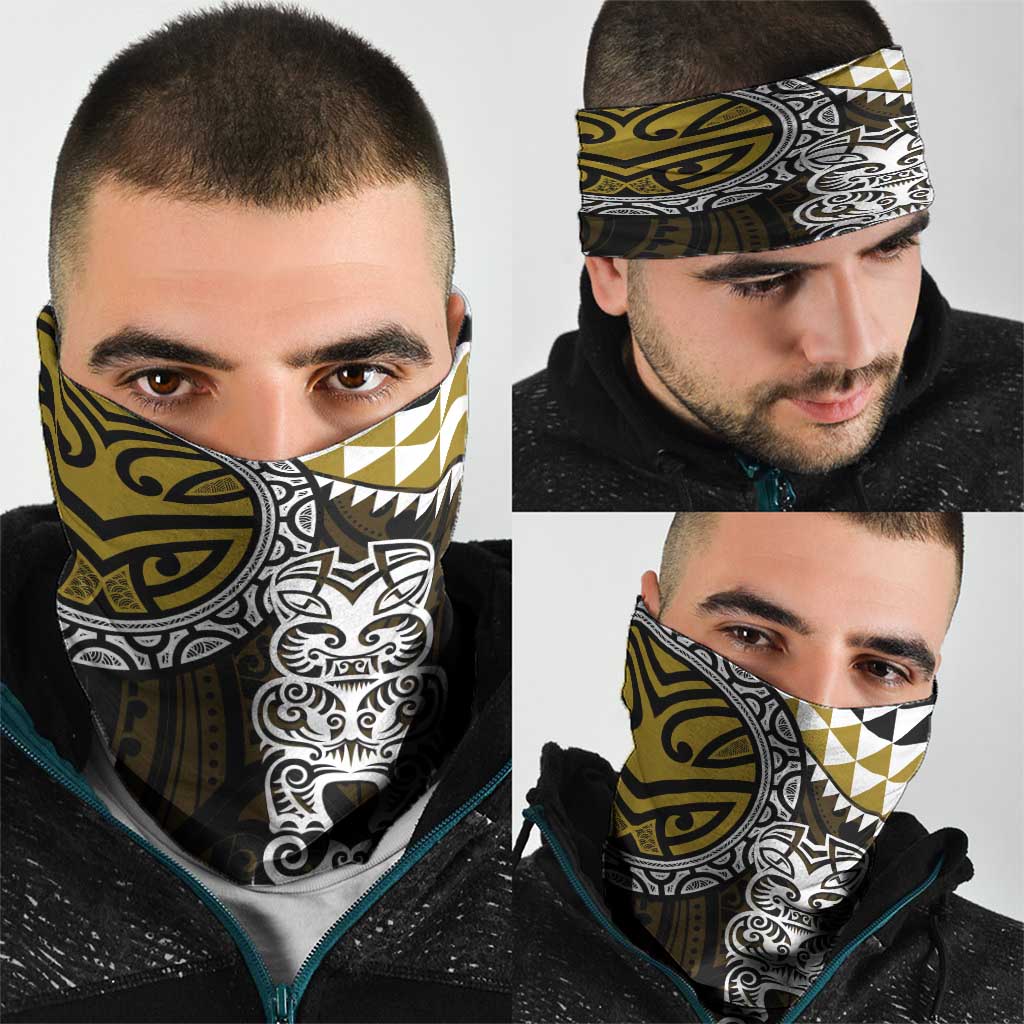 Yellow Aotearoa Niho Taniwha Neck Gaiter Maori Mythology Tooth - Taniko Motifs LT14 - Polynesian Pride