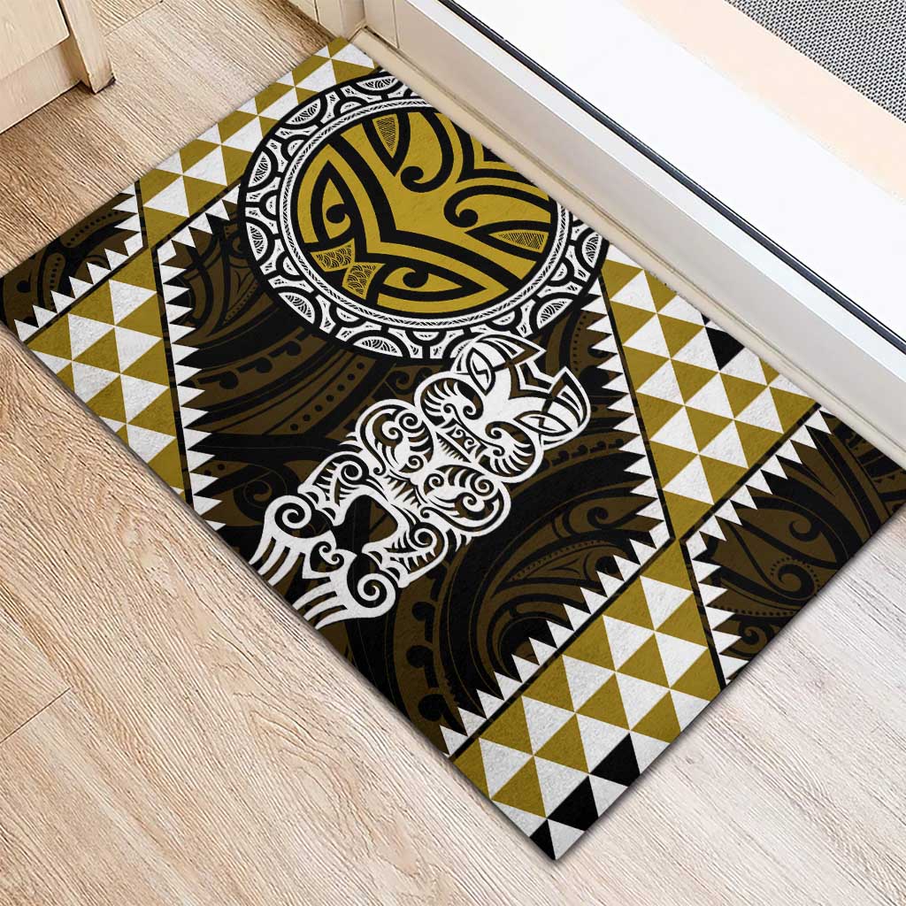 Yellow Aotearoa Niho Taniwha Rubber Doormat Maori Mythology Tooth - Taniko Motifs LT14 - Polynesian Pride