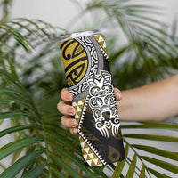 Yellow Aotearoa Niho Taniwha Skinny Tumbler Maori Mythology Tooth - Taniko Motifs LT14 - Polynesian Pride