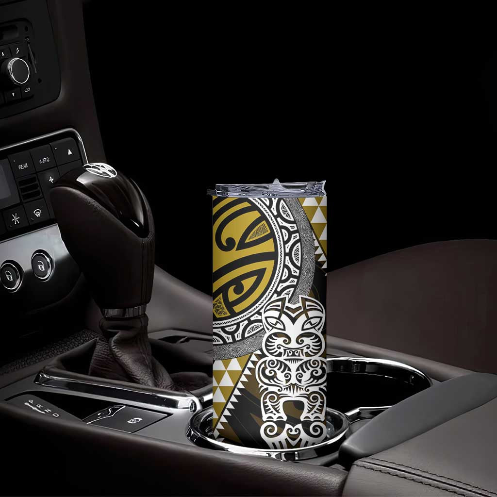 Yellow Aotearoa Niho Taniwha Skinny Tumbler Maori Mythology Tooth - Taniko Motifs LT14 - Polynesian Pride