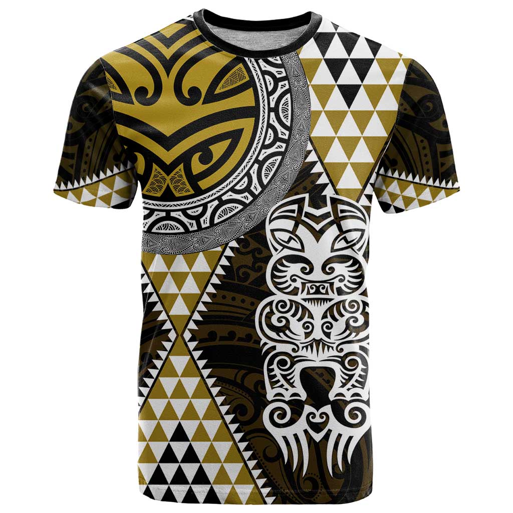 Yellow Aotearoa Niho Taniwha T Shirt Maori Mythology Tooth - Taniko Motifs LT14 Yellow - Polynesian Pride