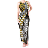 Yellow Aotearoa Niho Taniwha Tank Maxi Dress Maori Mythology Tooth - Taniko Motifs