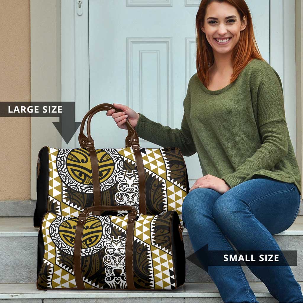 Yellow Aotearoa Niho Taniwha Travel Bag Maori Mythology Tooth - Taniko Motifs - Polynesian Pride