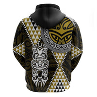 Yellow Aotearoa Niho Taniwha Zip Hoodie Maori Mythology Tooth - Taniko Motifs