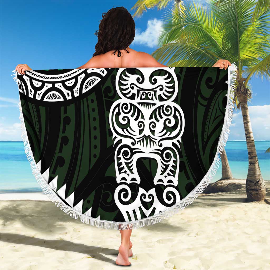 Green Aotearoa Niho Taniwha Beach Blanket Maori Mythology Tooth - Taniko Motifs