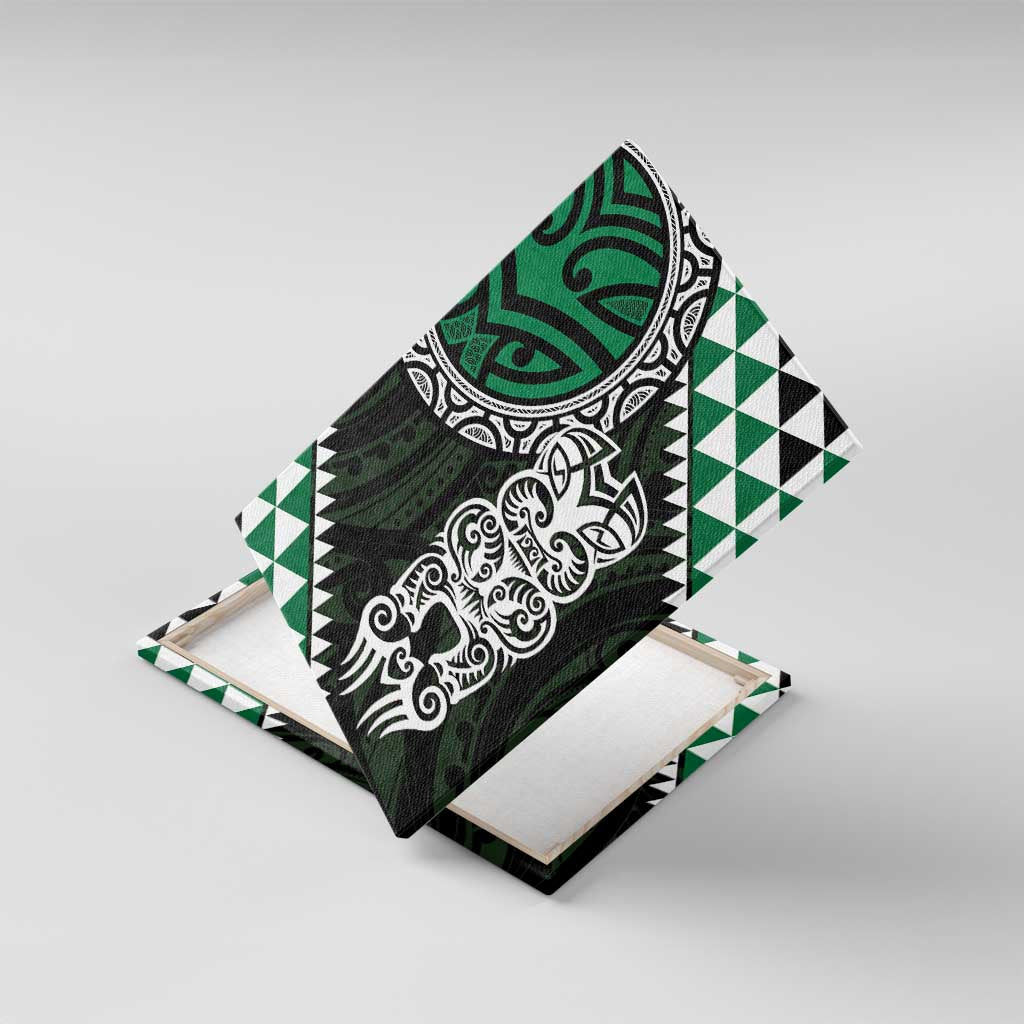 Green Aotearoa Niho Taniwha Canvas Wall Art Maori Mythology Tooth - Taniko Motifs