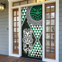 Green Aotearoa Niho Taniwha Door Cover Maori Mythology Tooth - Taniko Motifs - Polynesian Pride