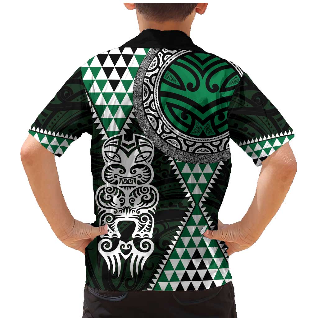 Green Aotearoa Niho Taniwha Family Matching Mermaid Dress and Hawaiian Shirt Maori Mythology Tooth - Taniko Motifs LT14 - Polynesian Pride
