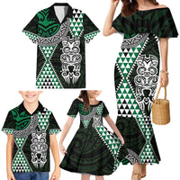 Green Aotearoa Niho Taniwha Family Matching Mermaid Dress and Hawaiian Shirt Maori Mythology Tooth - Taniko Motifs LT14 - Polynesian Pride