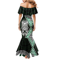 Green Aotearoa Niho Taniwha Family Matching Mermaid Dress and Hawaiian Shirt Maori Mythology Tooth - Taniko Motifs LT14 - Polynesian Pride