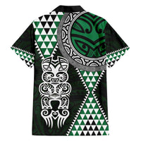 Green Aotearoa Niho Taniwha Family Matching Tank Maxi Dress and Hawaiian Shirt Maori Mythology Tooth - Taniko Motifs LT14 - Polynesian Pride
