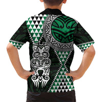 Green Aotearoa Niho Taniwha Kid Hawaiian Shirt Maori Mythology Tooth - Taniko Motifs LT14 - Polynesian Pride