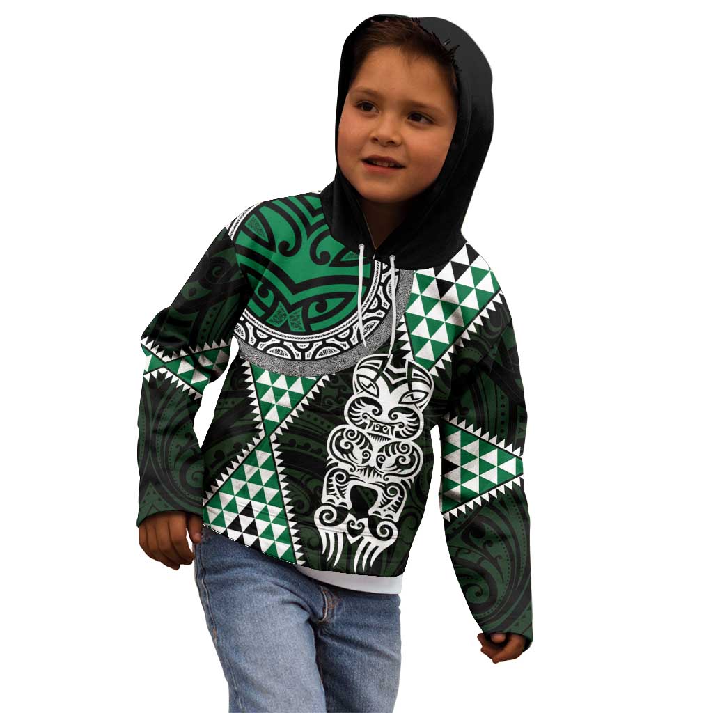 Green Aotearoa Niho Taniwha Kid Hoodie Maori Mythology Tooth - Taniko Motifs