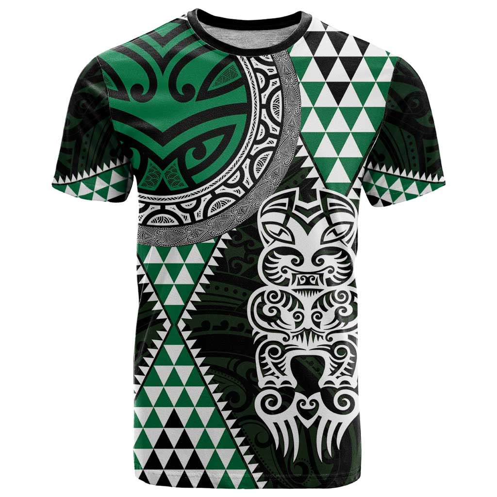 Green Aotearoa Niho Taniwha T Shirt Maori Mythology Tooth - Taniko Motifs LT14 Green - Polynesian Pride