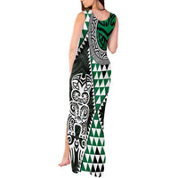 Green Aotearoa Niho Taniwha Tank Maxi Dress Maori Mythology Tooth - Taniko Motifs