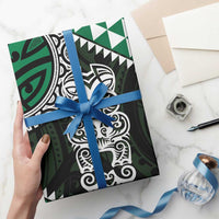 Green Aotearoa Niho Taniwha Wrapping Paper Maori Mythology Tooth - Taniko Motifs LT14 - Polynesian Pride