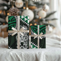Green Aotearoa Niho Taniwha Wrapping Paper Maori Mythology Tooth - Taniko Motifs LT14 - Polynesian Pride
