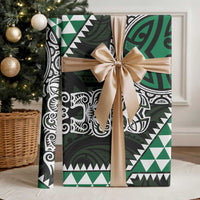 Green Aotearoa Niho Taniwha Wrapping Paper Maori Mythology Tooth - Taniko Motifs LT14 - Polynesian Pride
