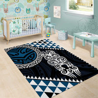 Blue Aotearoa Niho Taniwha Area Rug Maori Mythology Tooth - Taniko Motifs