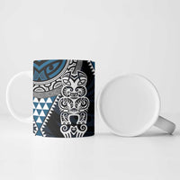 Blue Aotearoa Niho Taniwha Ceramic Mug Maori Mythology Tooth - Taniko Motifs - Polynesian Pride