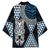 Blue Aotearoa Niho Taniwha Kimono Maori Mythology Tooth - Taniko Motifs - Polynesian Pride