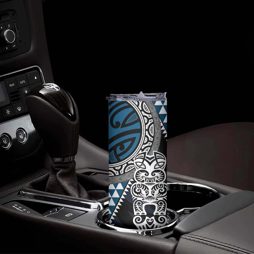 Blue Aotearoa Niho Taniwha Skinny Tumbler Maori Mythology Tooth - Taniko Motifs LT14 - Polynesian Pride