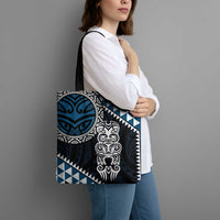 Blue Aotearoa Niho Taniwha Tote Bag Maori Mythology Tooth - Taniko Motifs - Polynesian Pride