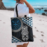 Blue Aotearoa Niho Taniwha Tote Bag Maori Mythology Tooth - Taniko Motifs - Polynesian Pride