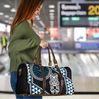 Blue Aotearoa Niho Taniwha Travel Bag Maori Mythology Tooth - Taniko Motifs - Polynesian Pride