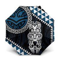 Blue Aotearoa Niho Taniwha Umbrella Maori Mythology Tooth - Taniko Motifs - Polynesian Pride