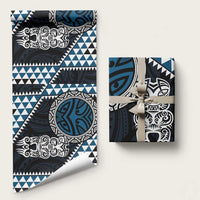Blue Aotearoa Niho Taniwha Wrapping Paper Maori Mythology Tooth - Taniko Motifs - Polynesian Pride