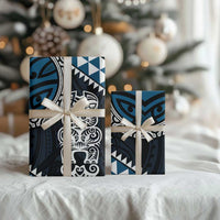 Blue Aotearoa Niho Taniwha Wrapping Paper Maori Mythology Tooth - Taniko Motifs - Polynesian Pride