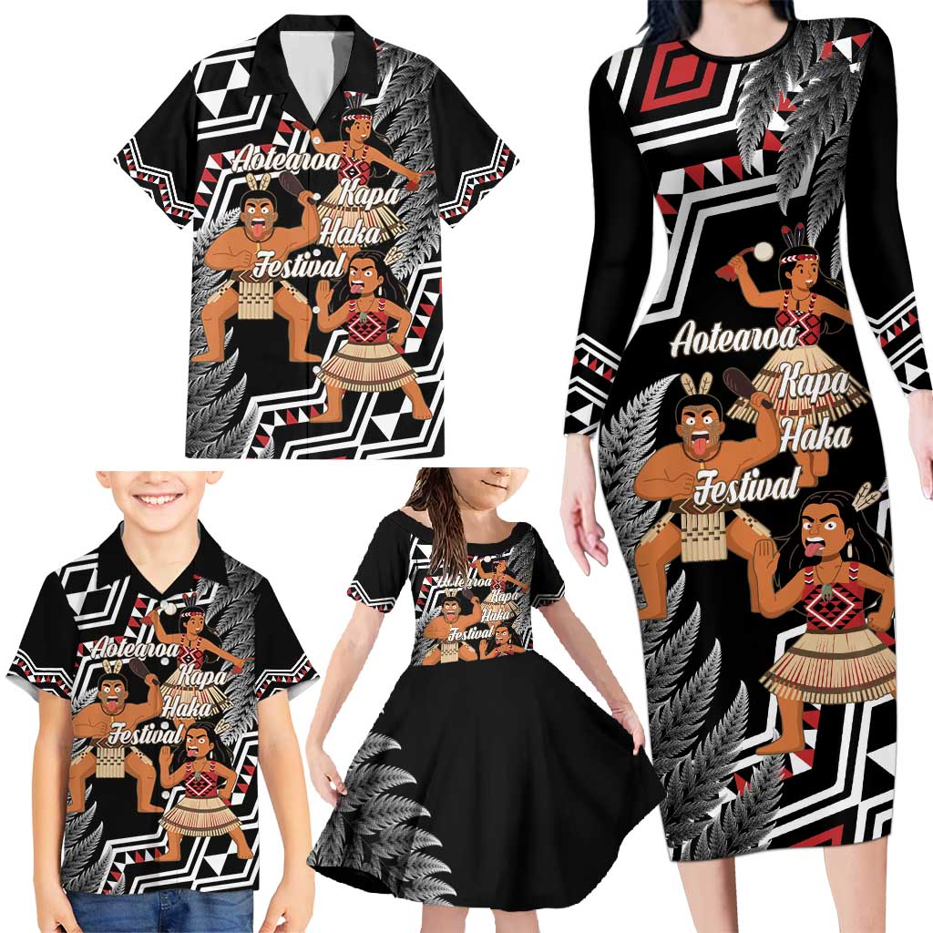 Aotearoa Kapa Haka Family Matching Long Sleeve Bodycon Dress and Hawaiian Shirt 2025 Festival - Traditional Maori Dance LT14 - Polynesian Pride