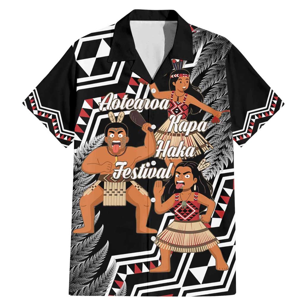 Aotearoa Kapa Haka Family Matching Mermaid Dress and Hawaiian Shirt 2025 Festival - Traditional Maori Dance LT14 Dad's Shirt - Short Sleeve Black - Polynesian Pride