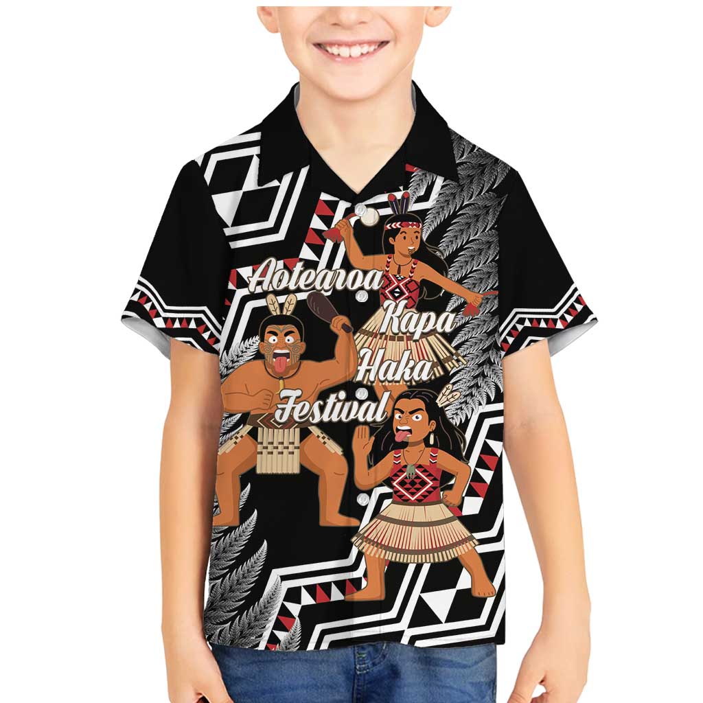 Aotearoa Kapa Haka Family Matching Mermaid Dress and Hawaiian Shirt 2025 Festival - Traditional Maori Dance LT14 Son's Shirt Black - Polynesian Pride