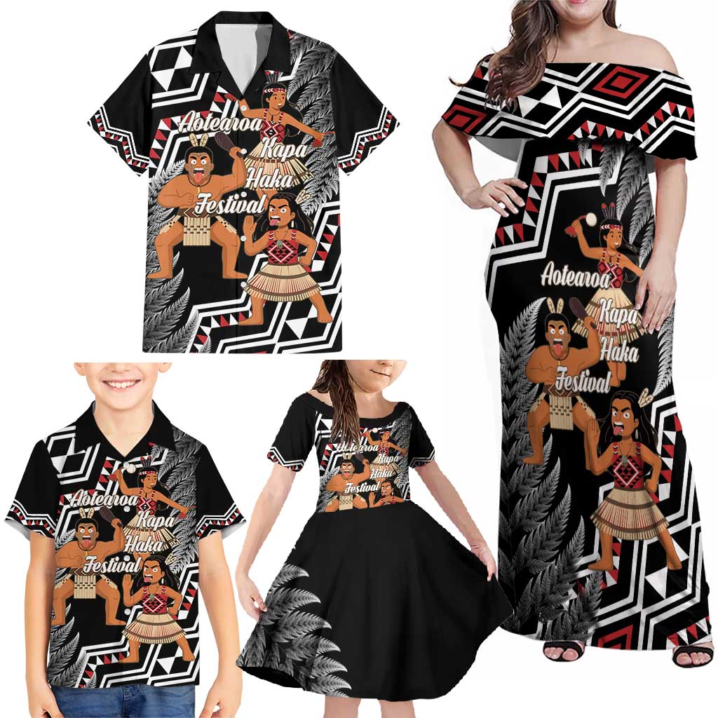 Aotearoa Kapa Haka Family Matching Off Shoulder Maxi Dress and Hawaiian Shirt 2025 Festival - Traditional Maori Dance LT14 - Polynesian Pride