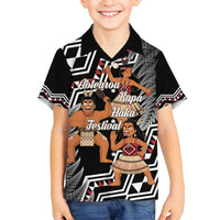 Aotearoa Kapa Haka Family Matching Off Shoulder Maxi Dress and Hawaiian Shirt 2025 Festival - Traditional Maori Dance LT14 Son's Shirt Black - Polynesian Pride