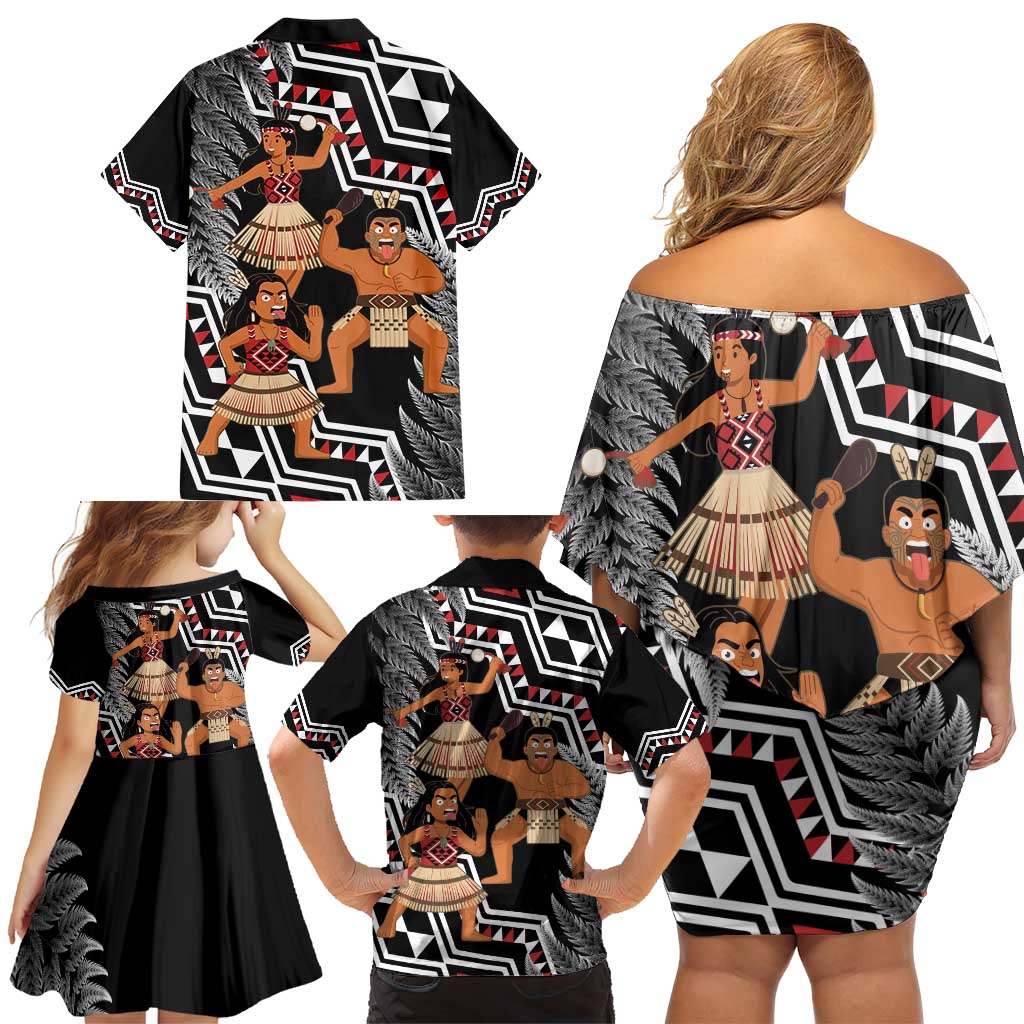Aotearoa Kapa Haka Family Matching Off Shoulder Short Dress and Hawaiian Shirt 2025 Festival - Traditional Maori Dance LT14 - Polynesian Pride