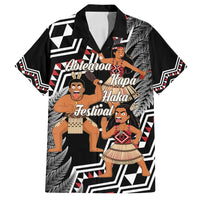 Aotearoa Kapa Haka Family Matching Off Shoulder Short Dress and Hawaiian Shirt 2025 Festival - Traditional Maori Dance LT14 Dad's Shirt - Short Sleeve Black - Polynesian Pride