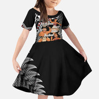 Aotearoa Kapa Haka Family Matching Puletasi and Hawaiian Shirt 2025 Festival - Traditional Maori Dance LT14 Daughter's Dress Black - Polynesian Pride