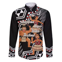 Aotearoa Kapa Haka Family Matching Summer Maxi Dress and Hawaiian Shirt 2025 Festival - Traditional Maori Dance LT14 Dad's Shirt - Long Sleeve Black - Polynesian Pride