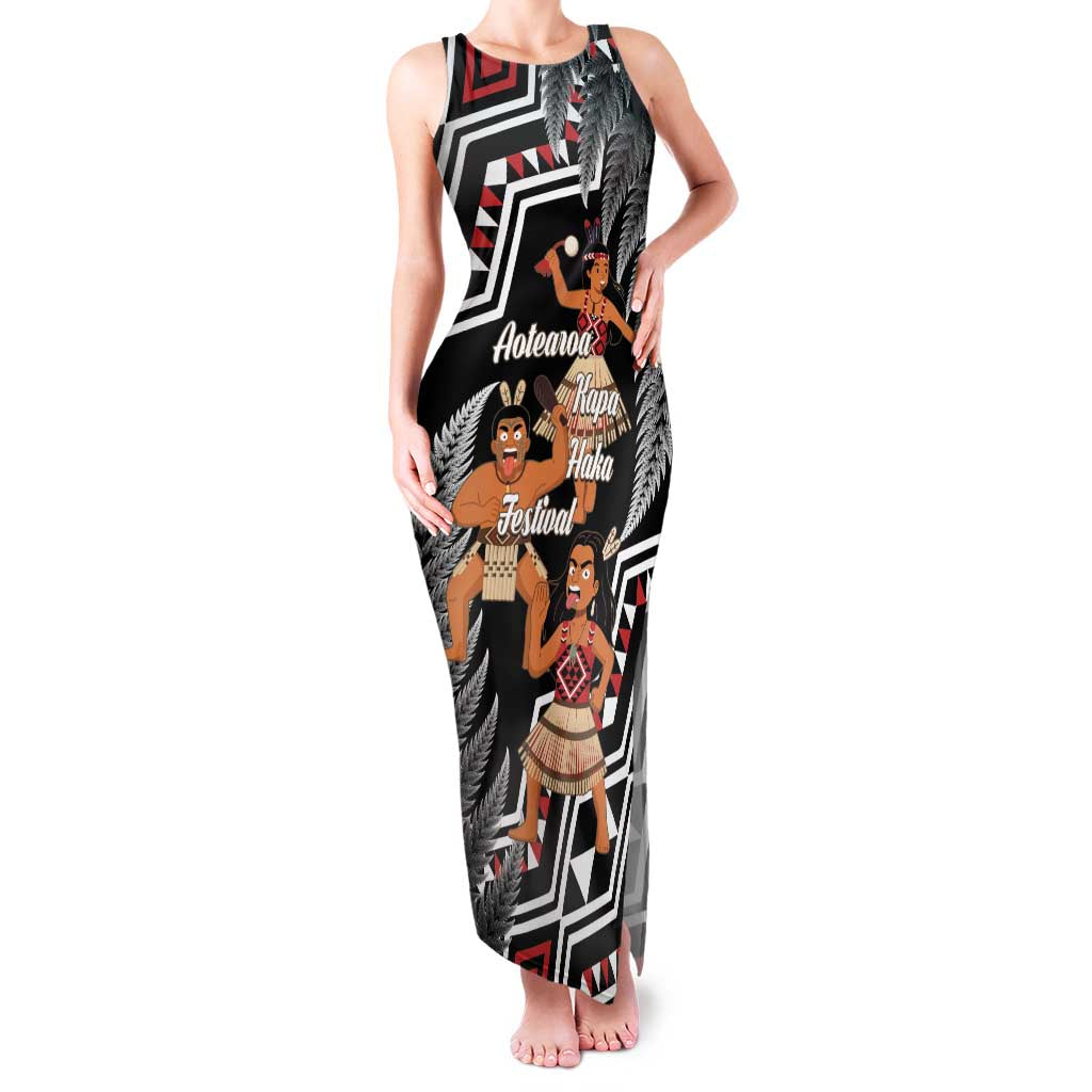 Aotearoa Kapa Haka Family Matching Tank Maxi Dress and Hawaiian Shirt 2025 Festival - Traditional Maori Dance LT14 Mom's Dress Black - Polynesian Pride