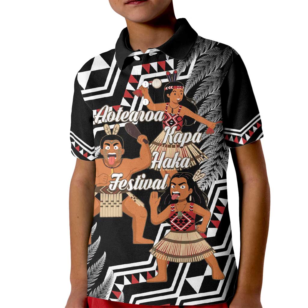 Aotearoa Kapa Haka Kid Polo Shirt 2025 Festival - Traditional Maori Dance LT14 Kid Black - Polynesian Pride