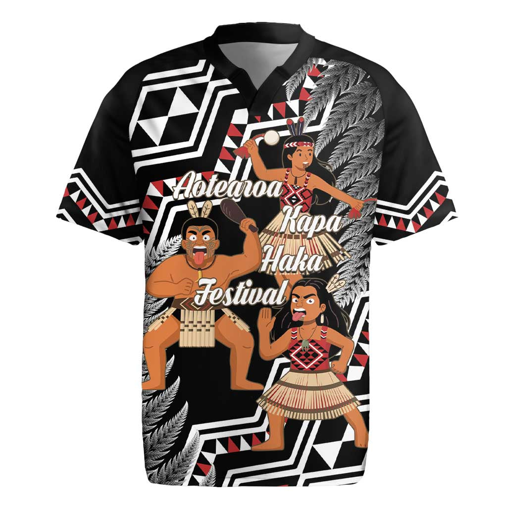 Aotearoa Kapa Haka Rugby Jersey 2025 Festival - Traditional Maori Dance LT14 Black - Polynesian Pride